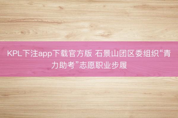 KPL下注app下载官方版 石景山团区委组织“青力助考”志愿职业步履