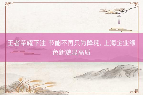 王者荣耀下注 节能不再只为降耗， 上海企业绿色新貌显高质