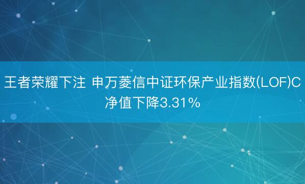 王者荣耀下注 申万菱信中证环保产业指数(LOF)C净值下降3.31%