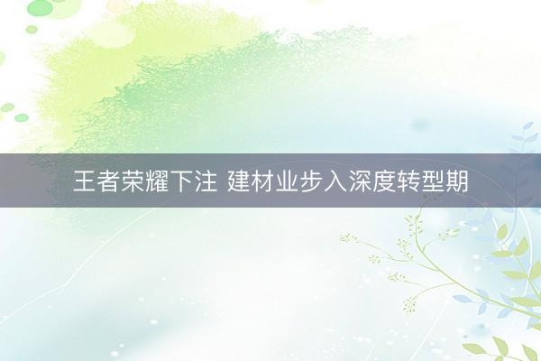 王者荣耀下注 建材业步入深度转型期