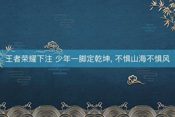 王者荣耀下注 少年一脚定乾坤， 不惧山海不惧风