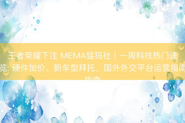 王者荣耀下注 MEMA猛犸社丨一周科技热门速览: 硬件加价、新车型拜托、国外外交平台运营指南
