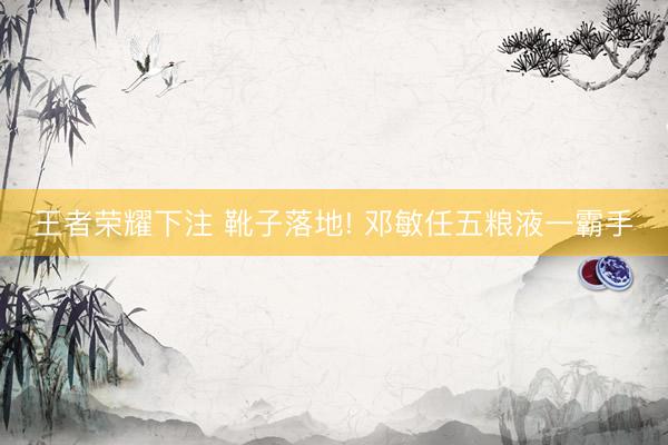 王者荣耀下注 靴子落地! 邓敏任五粮液一霸手