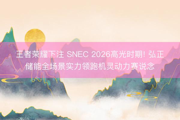 王者荣耀下注 SNEC 2026高光时期! 弘正储能全场景实力领跑机灵动力赛说念