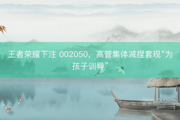 王者荣耀下注 002050，高管集体减捏套现“为孩子训导”