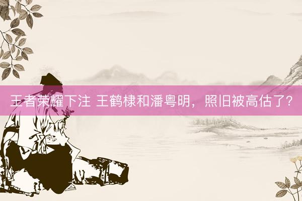 王者荣耀下注 王鹤棣和潘粤明，照旧被高估了？