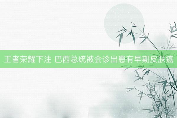 王者荣耀下注 巴西总统被会诊出患有早期皮肤癌