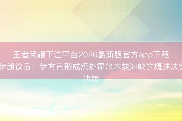 王者荣耀下注平台2026最新版官方app下载 伊朗议员：伊方已形成惩处霍尔木兹海峡的概述决策
